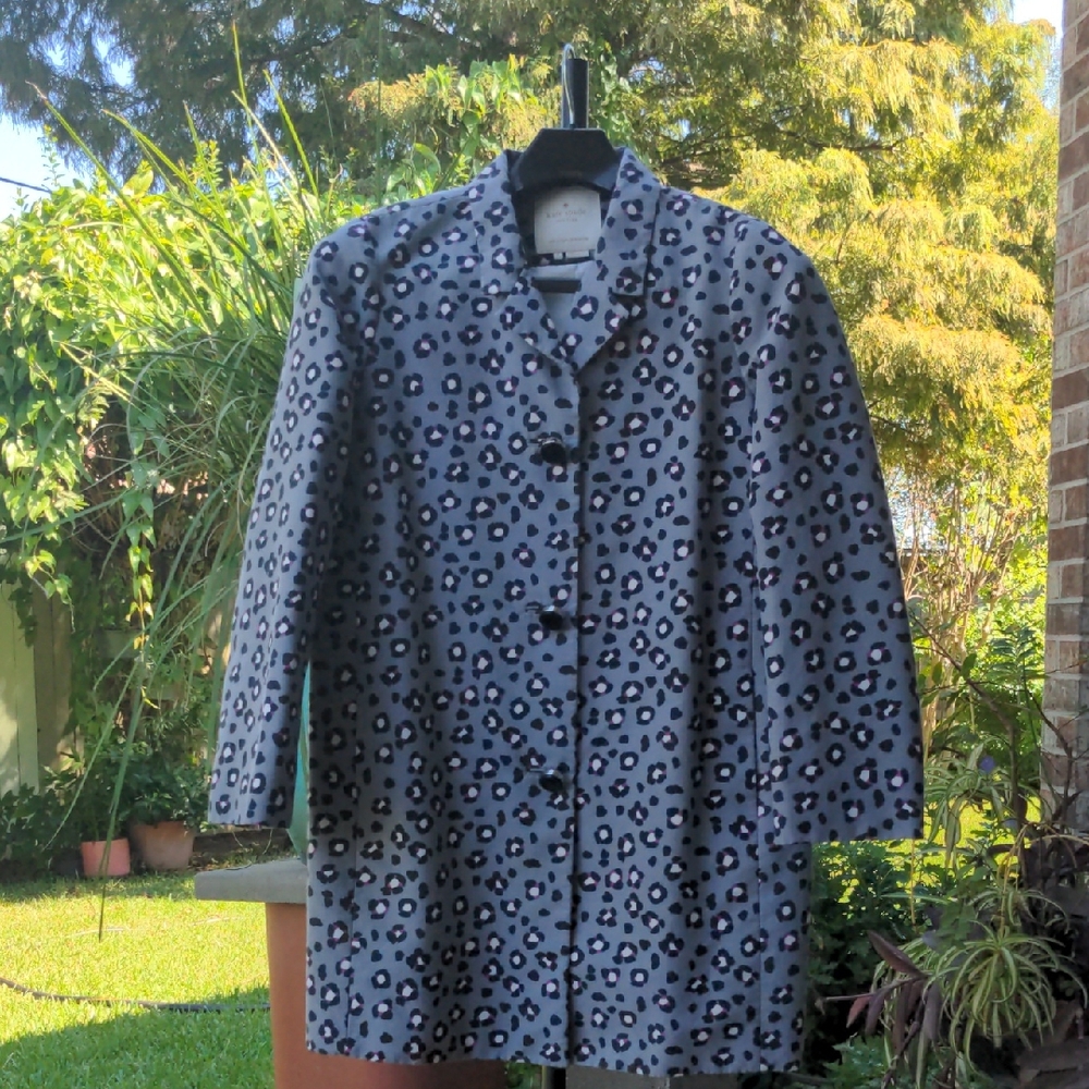 Kate Spade Animal Leopard Print Women's Pea Coat, Medium, EUC